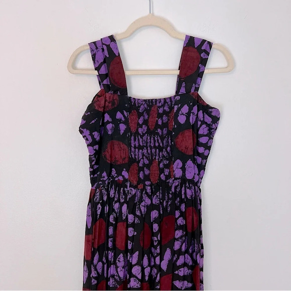 Busayo Olumide Square Neck Tiered Maxi Dress Lilac Red XS Summer Boho Colorful - Picture 8 of 8
